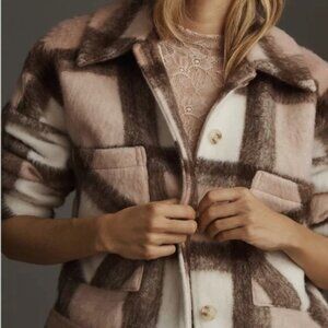 Anthropologie Greylin Plaid Knit Cropped Shacket | Size Medium